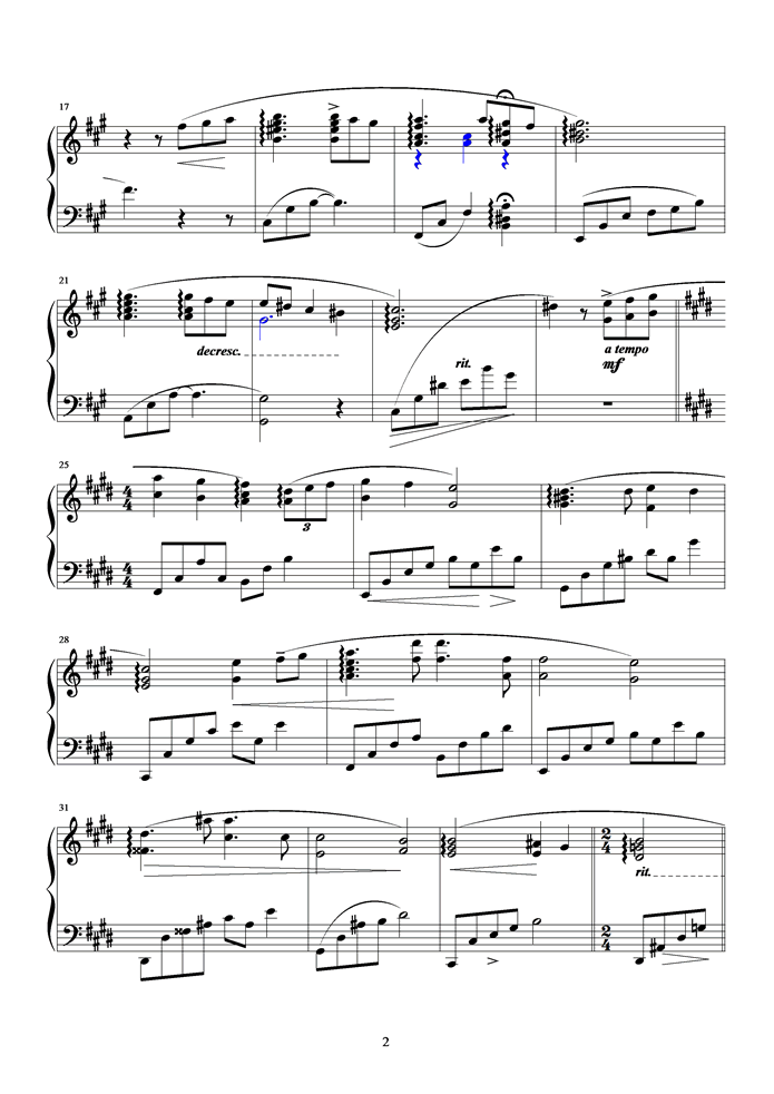 人魚第三章钢琴曲谱（图2）