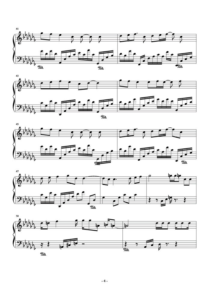 仰望星空-原调钢琴曲谱（图4）