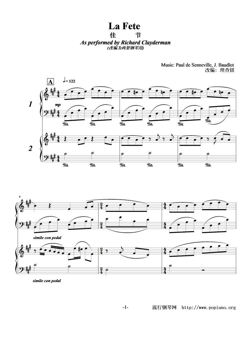 佳节钢琴曲谱（图1）