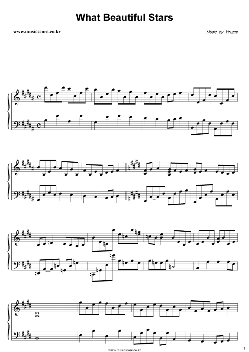 what beautiful stars钢琴曲谱（图1）