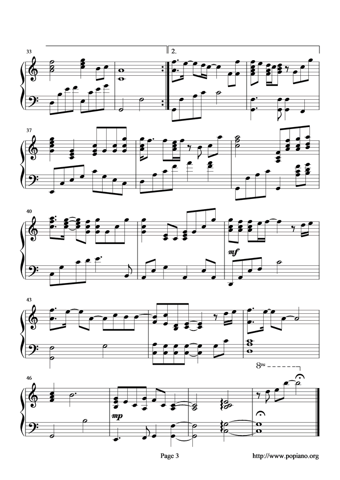 你快回来钢琴曲谱（图3）