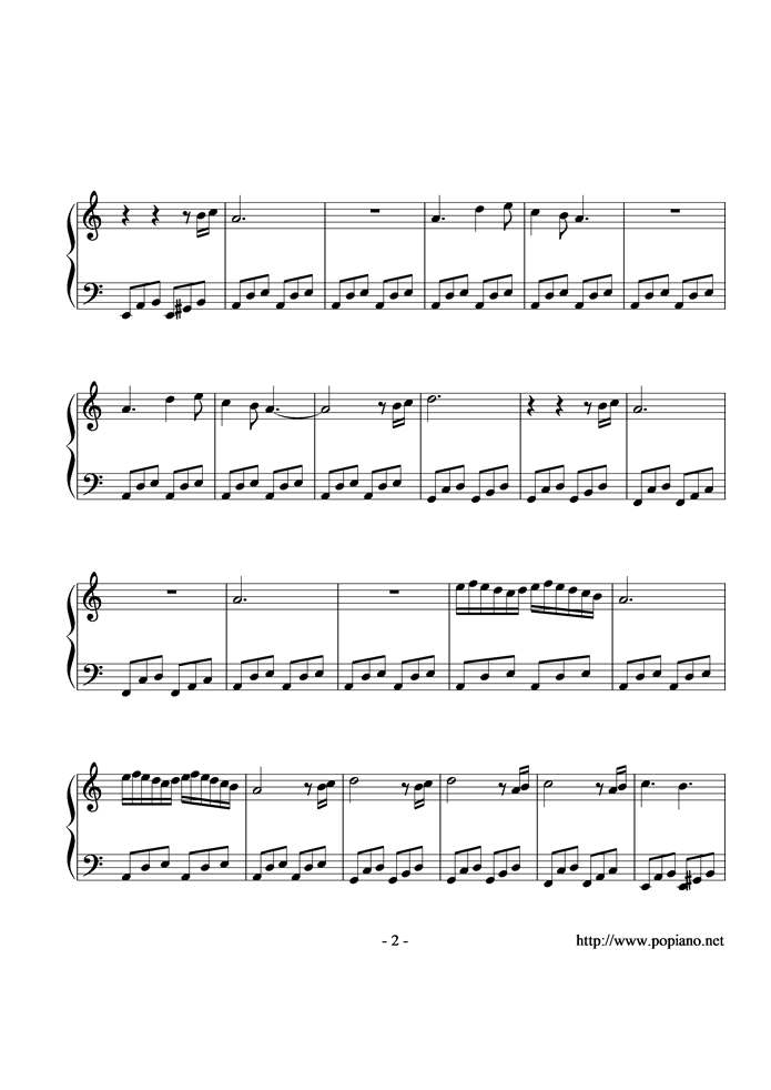蓝色之月钢琴曲谱（图2）