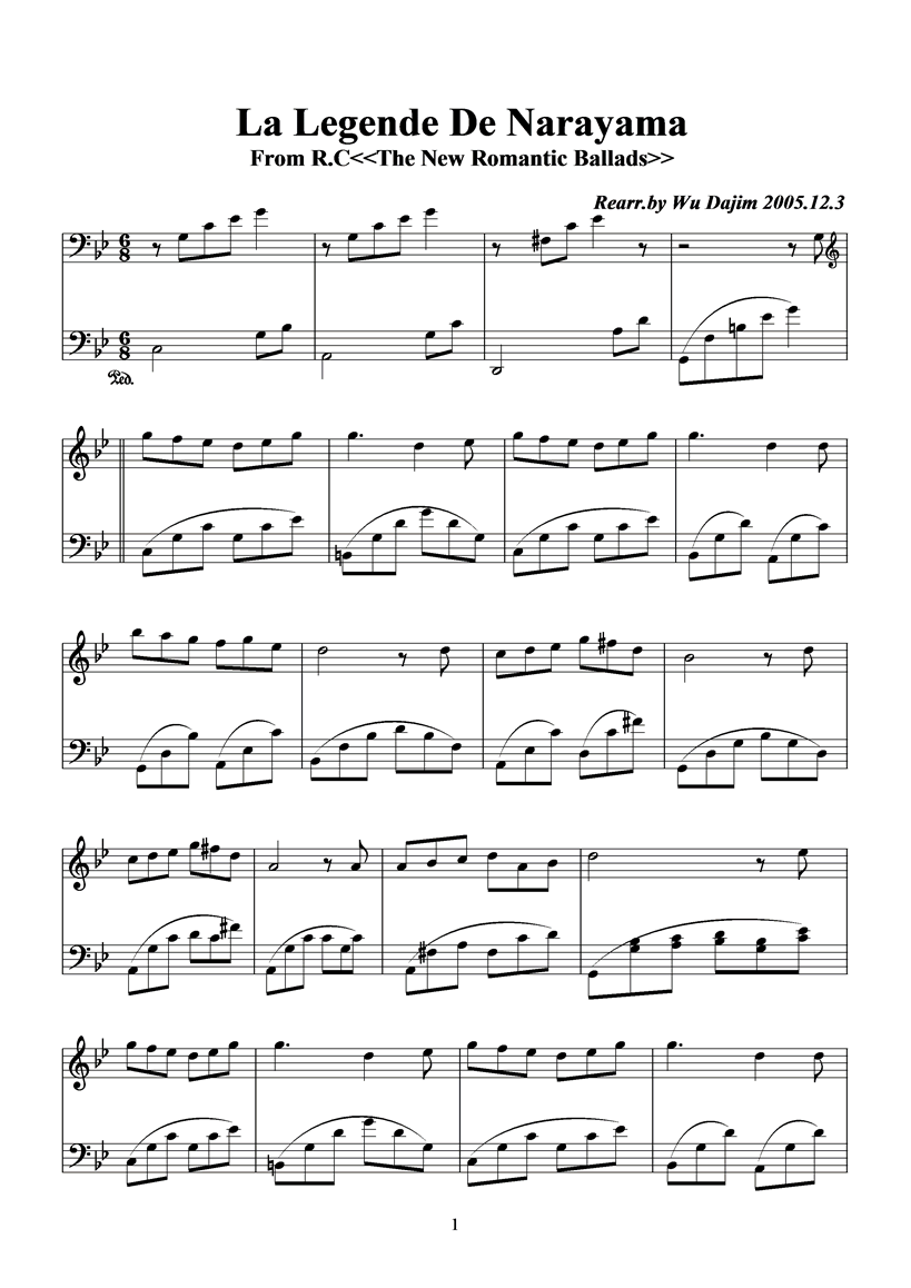 La Legende De Narayama钢琴曲谱（图1）