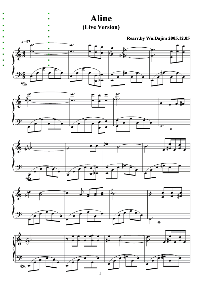Aline钢琴曲谱（图1）