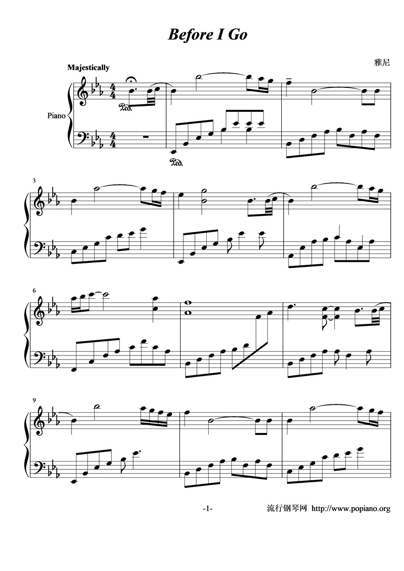 Before I Go钢琴曲谱（图1）