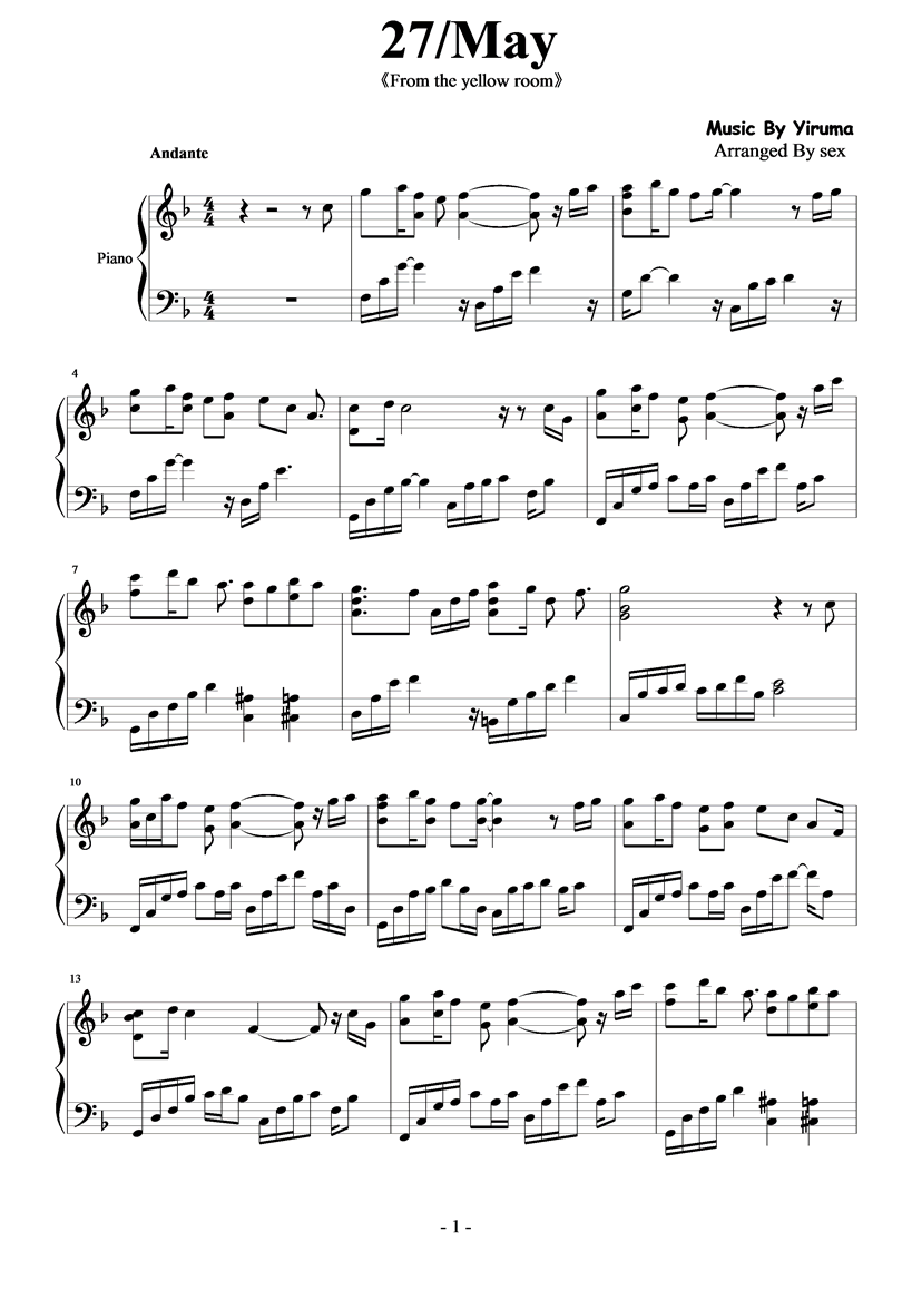 27,May钢琴曲谱（图1）