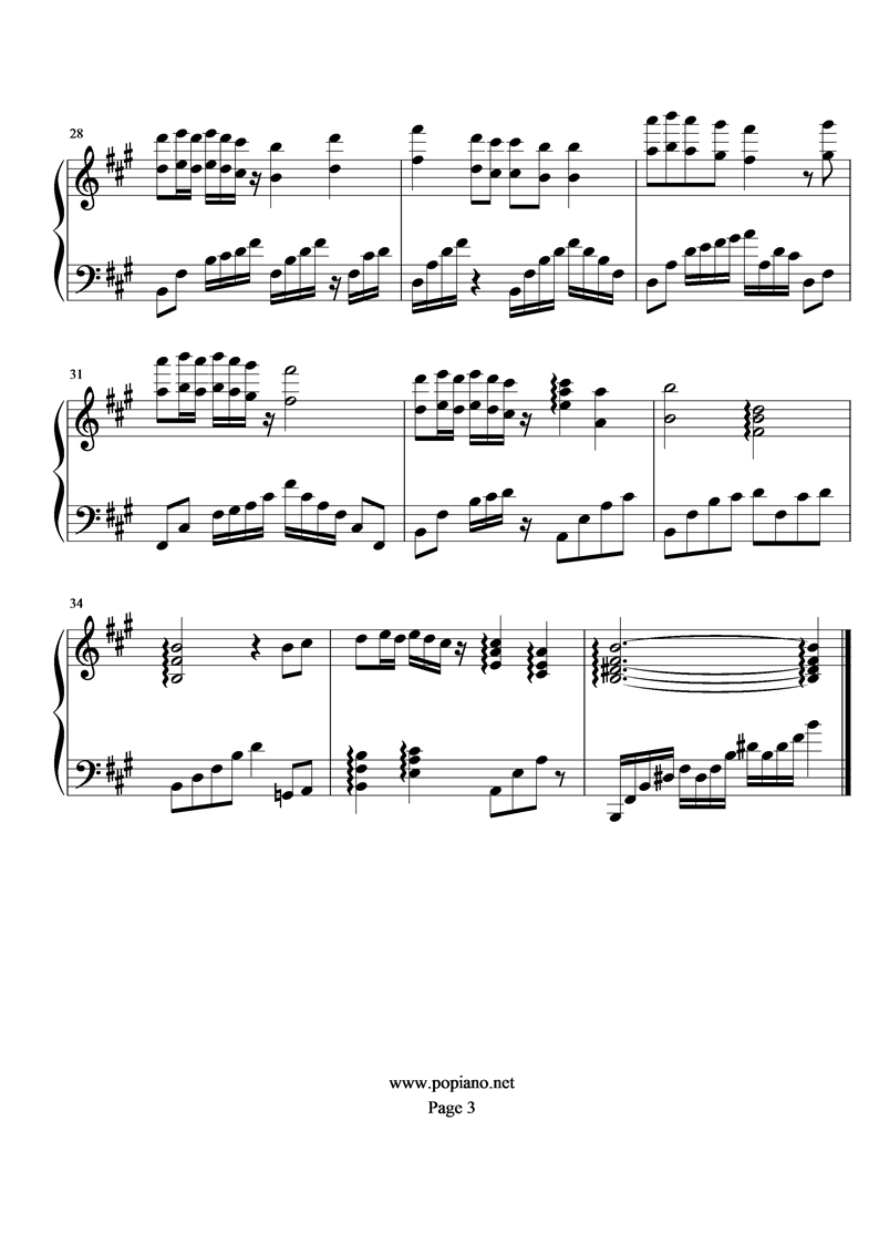 《圣斗士星矢》纱织的决意钢琴曲谱（图3）