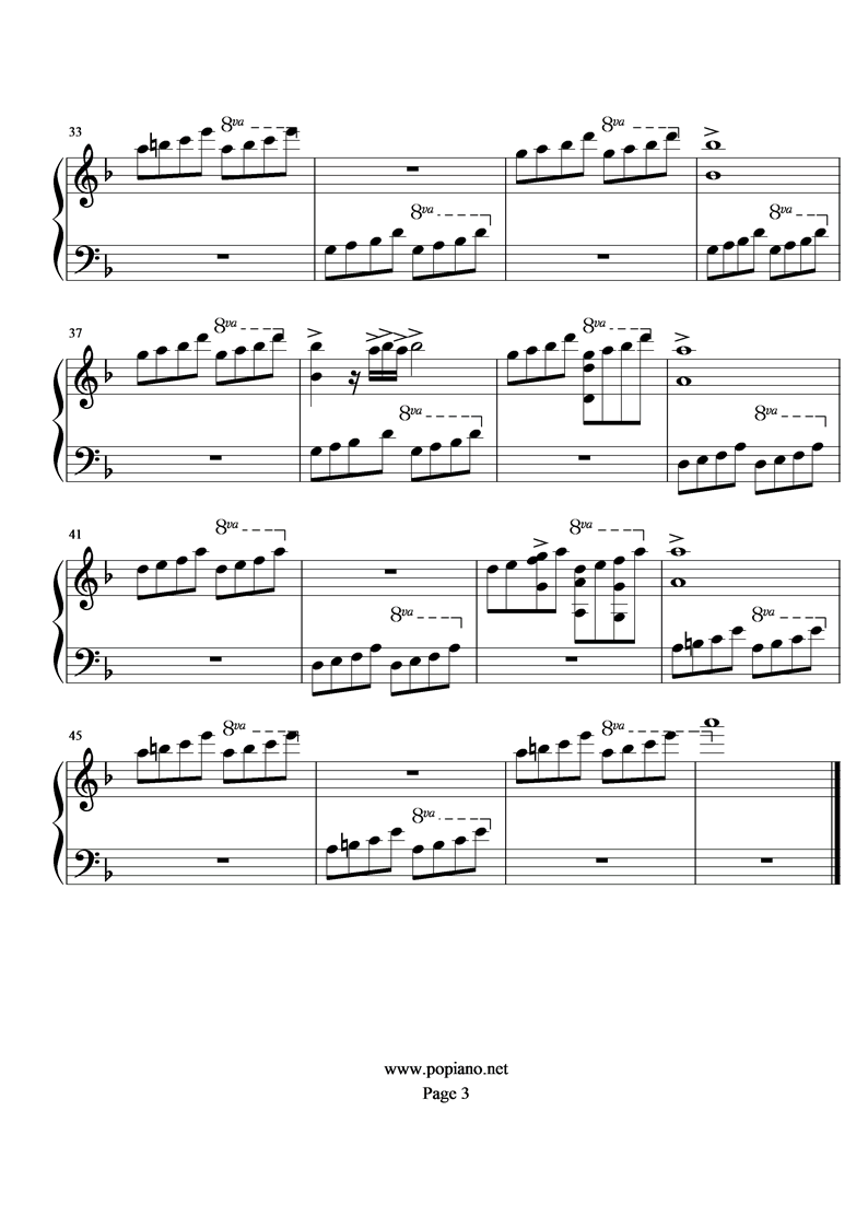 《圣斗士星矢》神秘小宇宙钢琴曲谱（图3）
