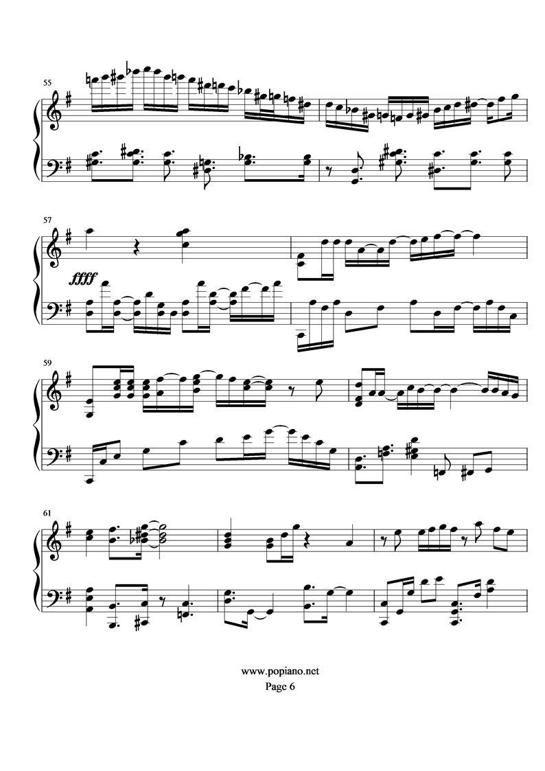 《圣斗士星矢》天马梦想钢琴曲谱（图6）