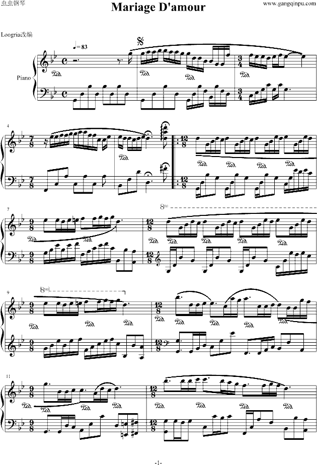 克莱德曼 梦中的婚礼钢琴曲谱（图1）