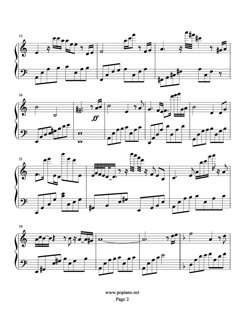 《圣斗士星矢》最终圣战之后钢琴曲谱（图2）