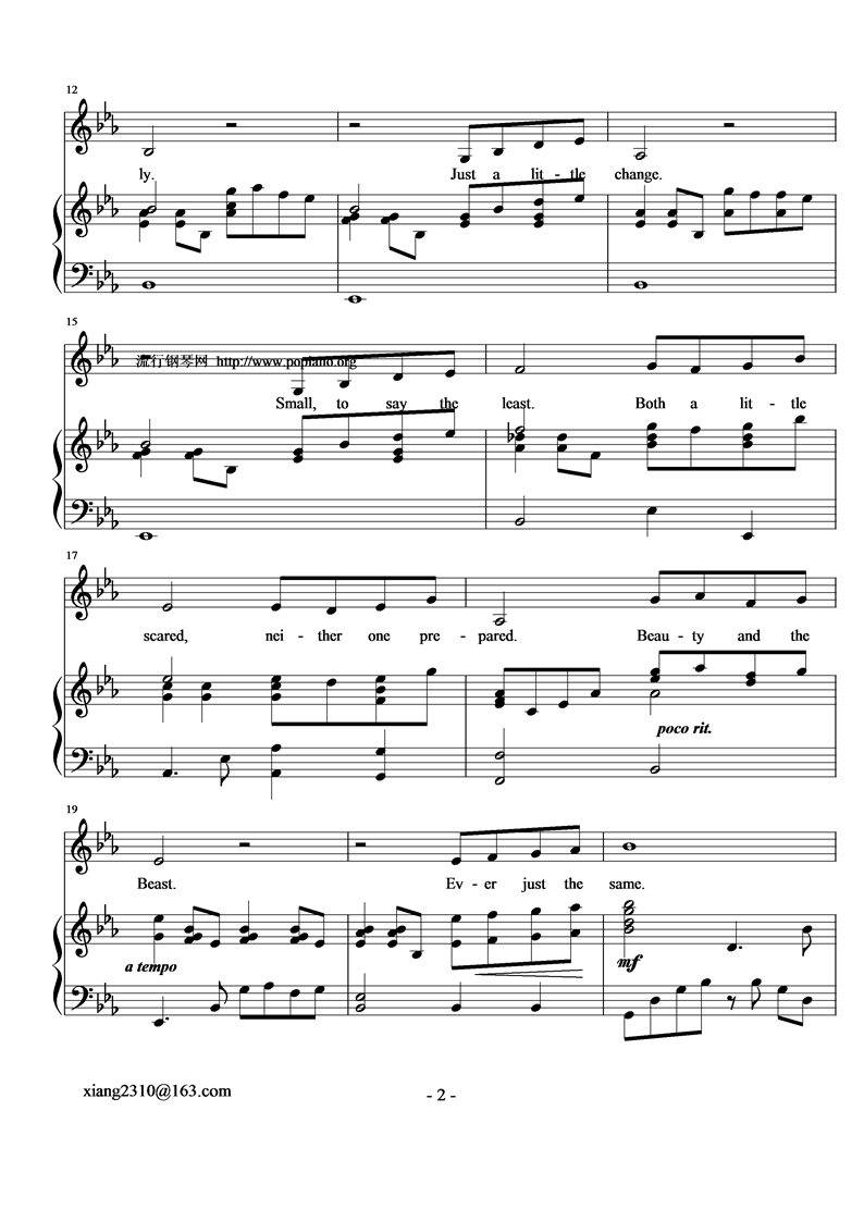 BEAUY AND THE BEAST钢琴曲谱（图2）