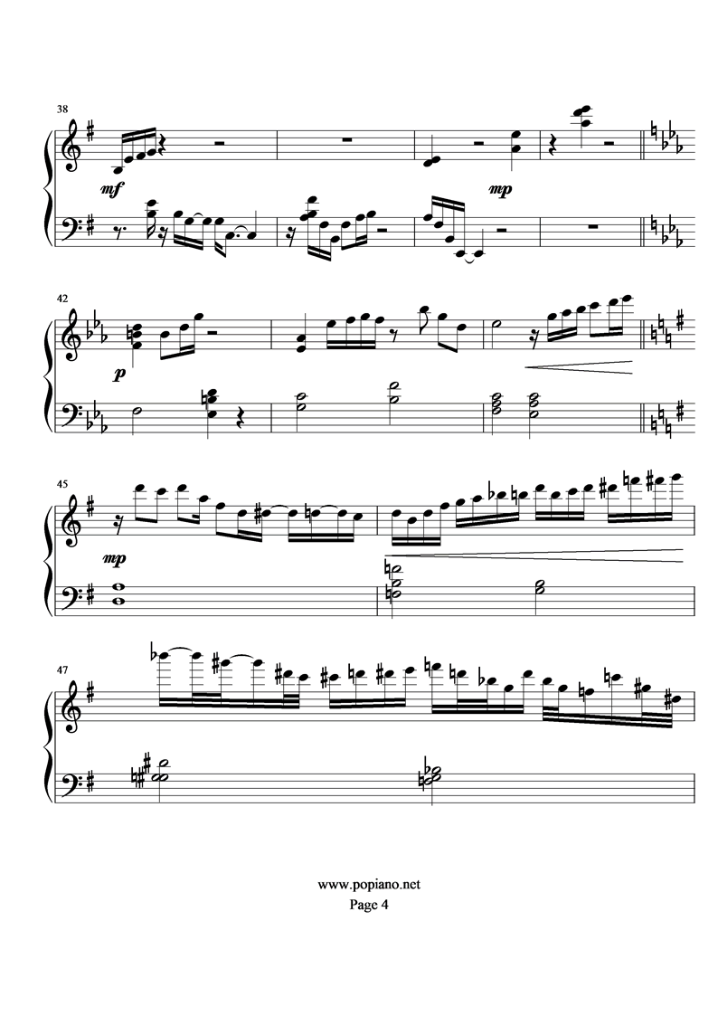 《圣斗士星矢》天马梦想钢琴曲谱（图4）