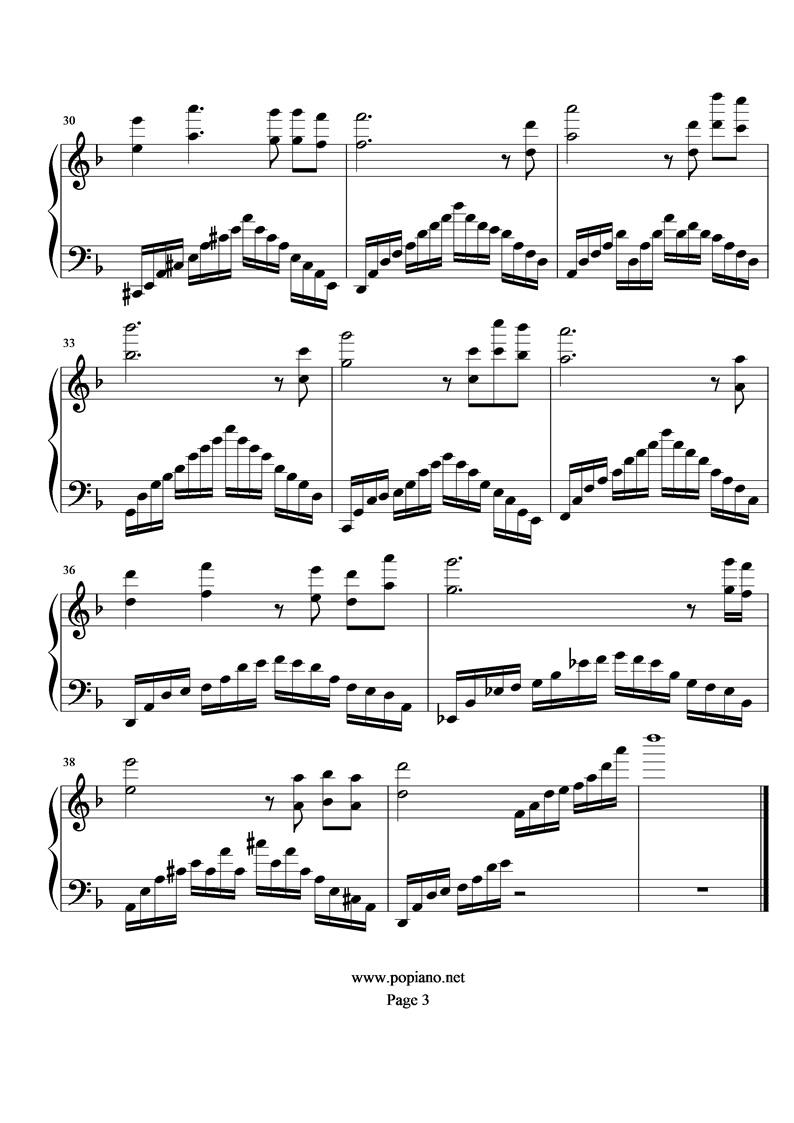 《圣斗士星矢》原谅我钢琴曲谱（图3）