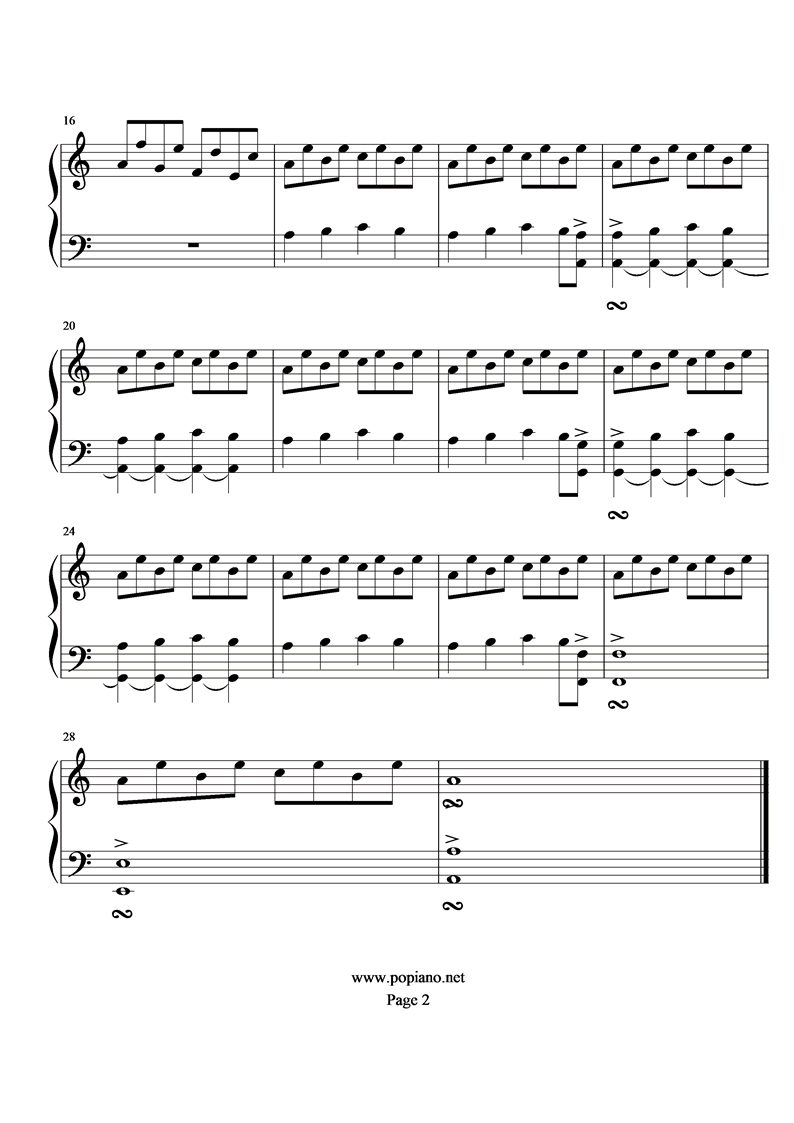 《圣斗士星矢》瓦尔哈拉神殿钢琴曲谱（图2）