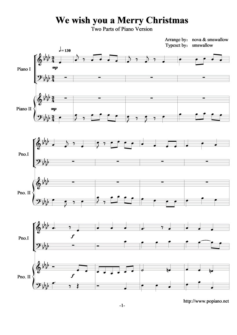 We wish you a Merry Christmas钢琴曲谱（图1）