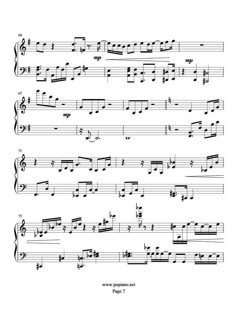 《圣斗士星矢》天马梦想钢琴曲谱（图7）