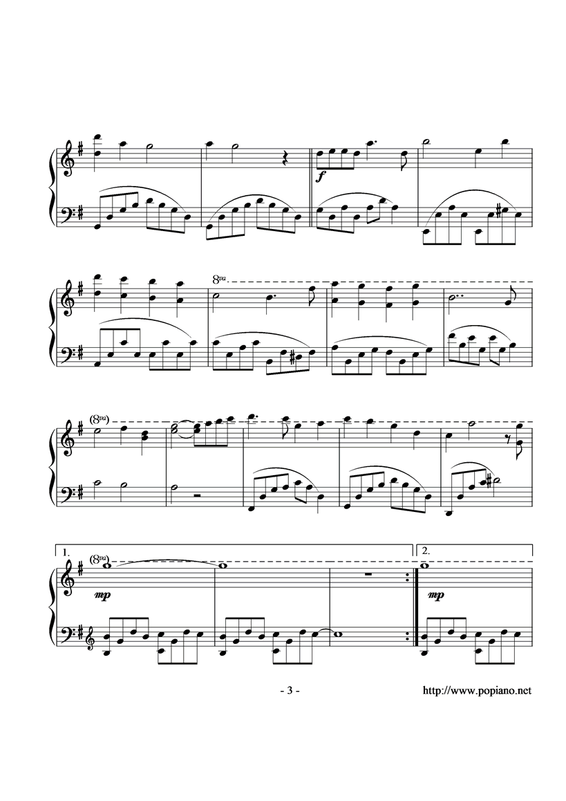 Utsukushiki Yuugure钢琴曲谱（图3）