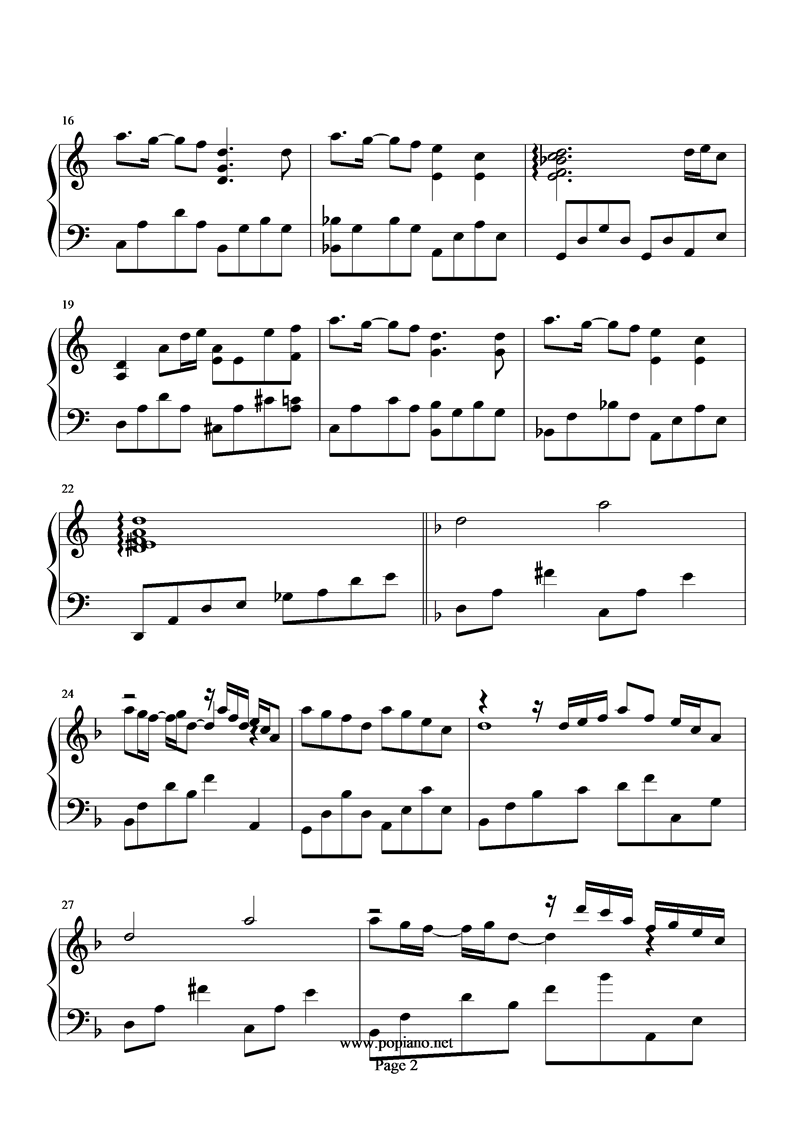 《圣斗士星矢》蓝色梦旅人钢琴曲谱（图2）