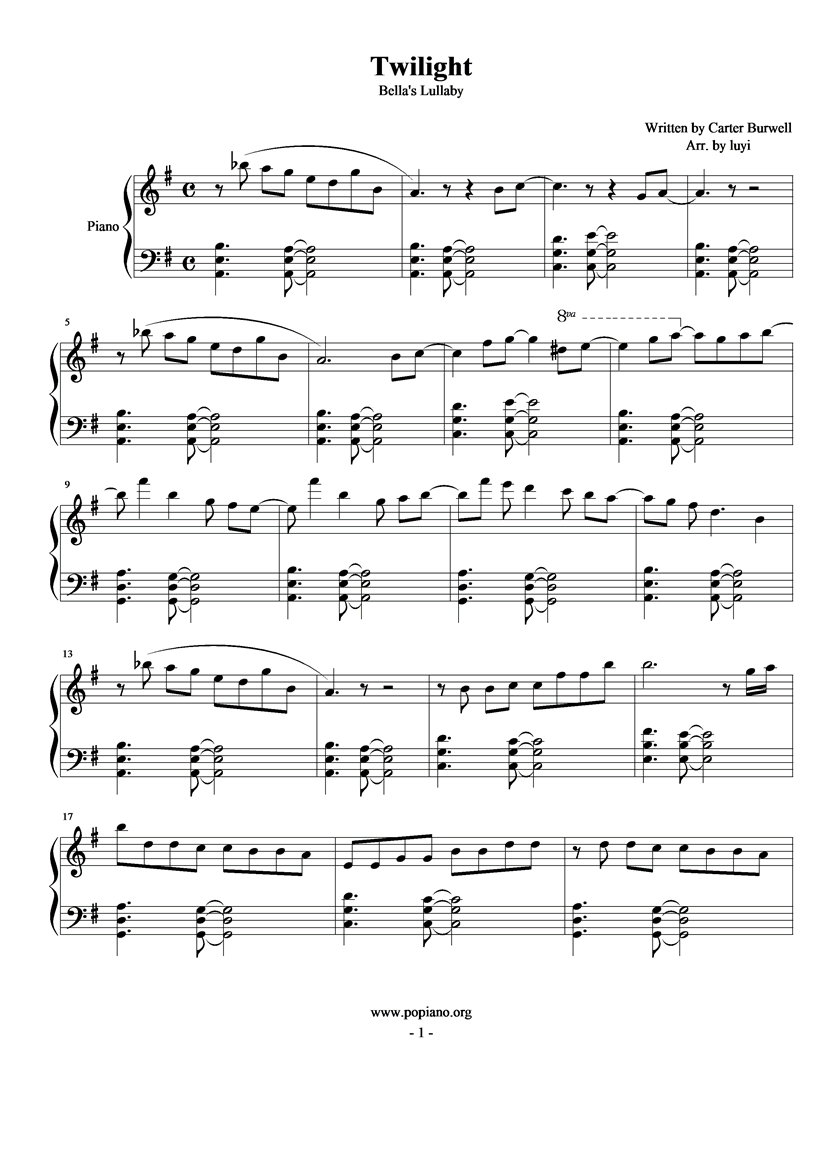 Twilight钢琴曲谱（图1）