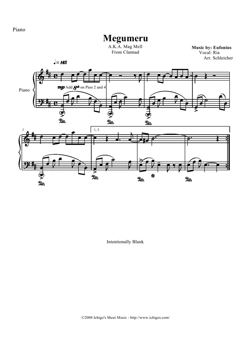 Megumeru (Meg Mell)钢琴曲谱（图1）