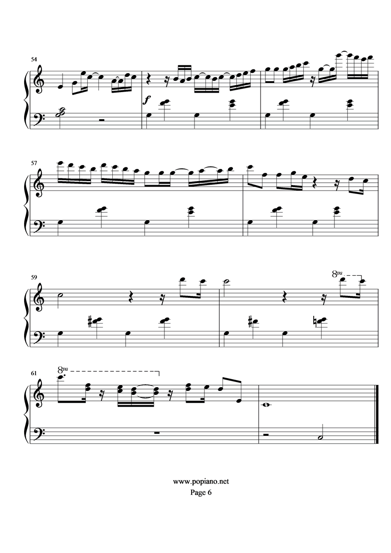 《圣斗士星矢》永远的孤独钢琴曲谱（图6）