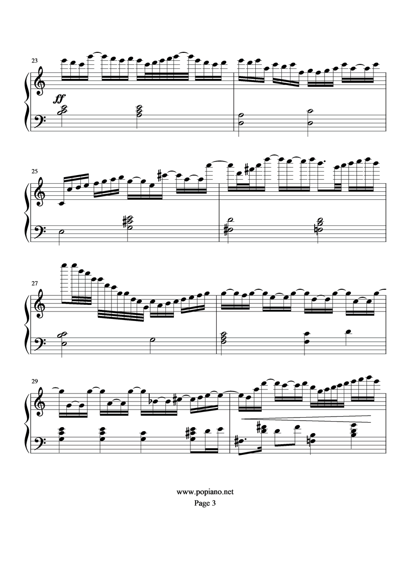 《圣斗士星矢》永远的孤独钢琴曲谱（图3）