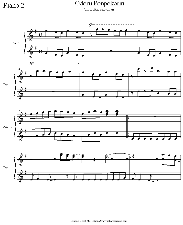 odoru_ponpokorin钢琴曲谱（图1）