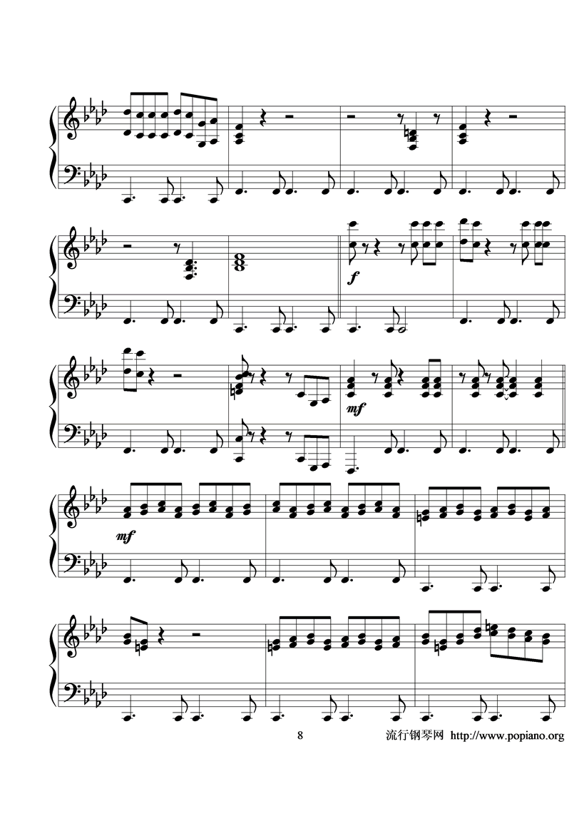 感伤的混成曲钢琴曲谱（图8）