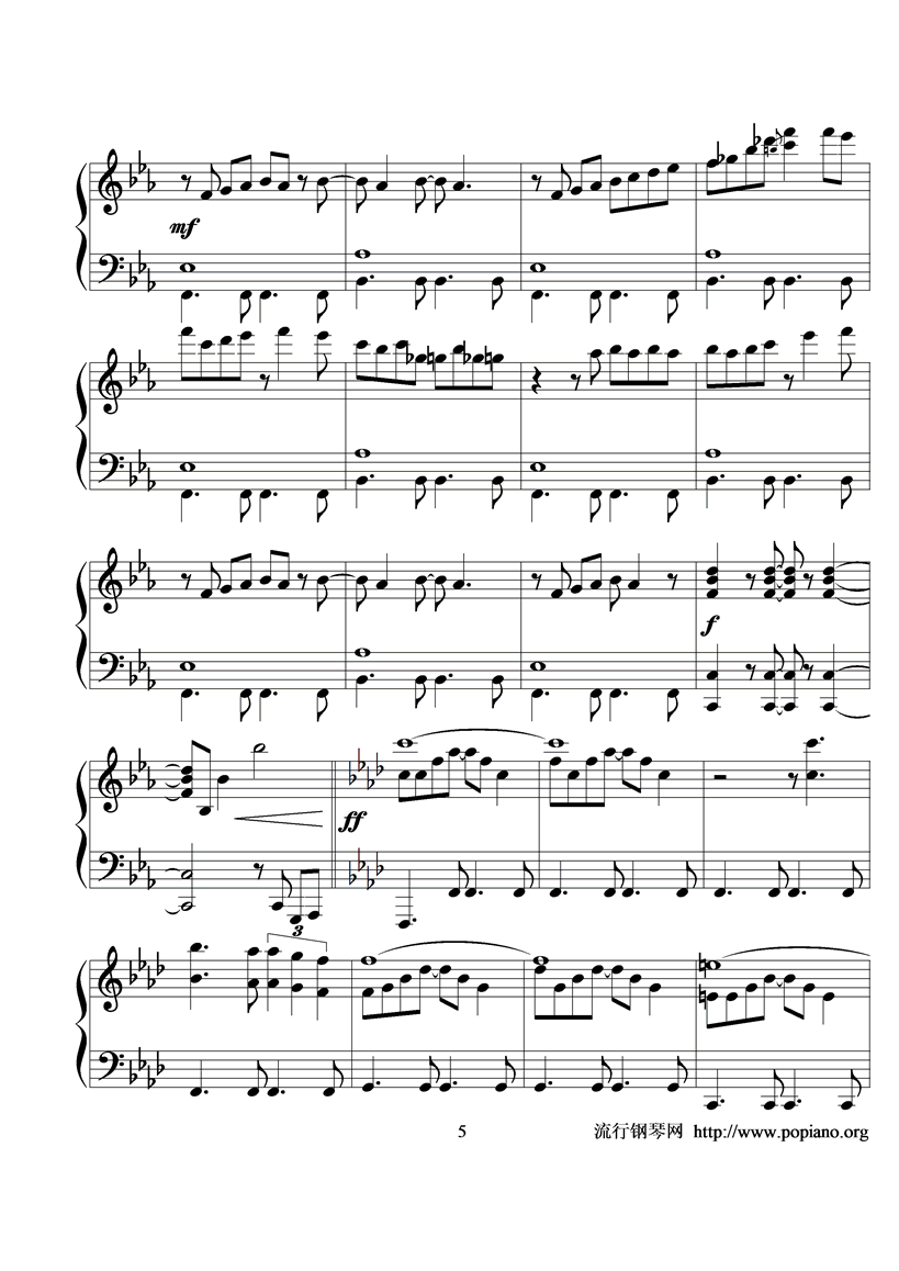 感伤的混成曲钢琴曲谱（图5）