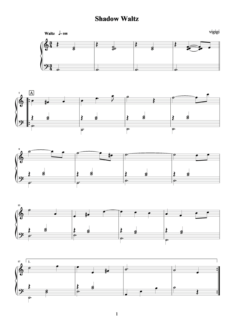 shadow waltz钢琴曲谱（图1）
