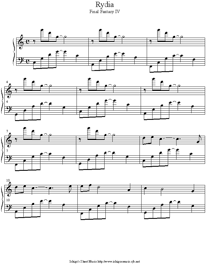 rydia钢琴曲谱（图1）