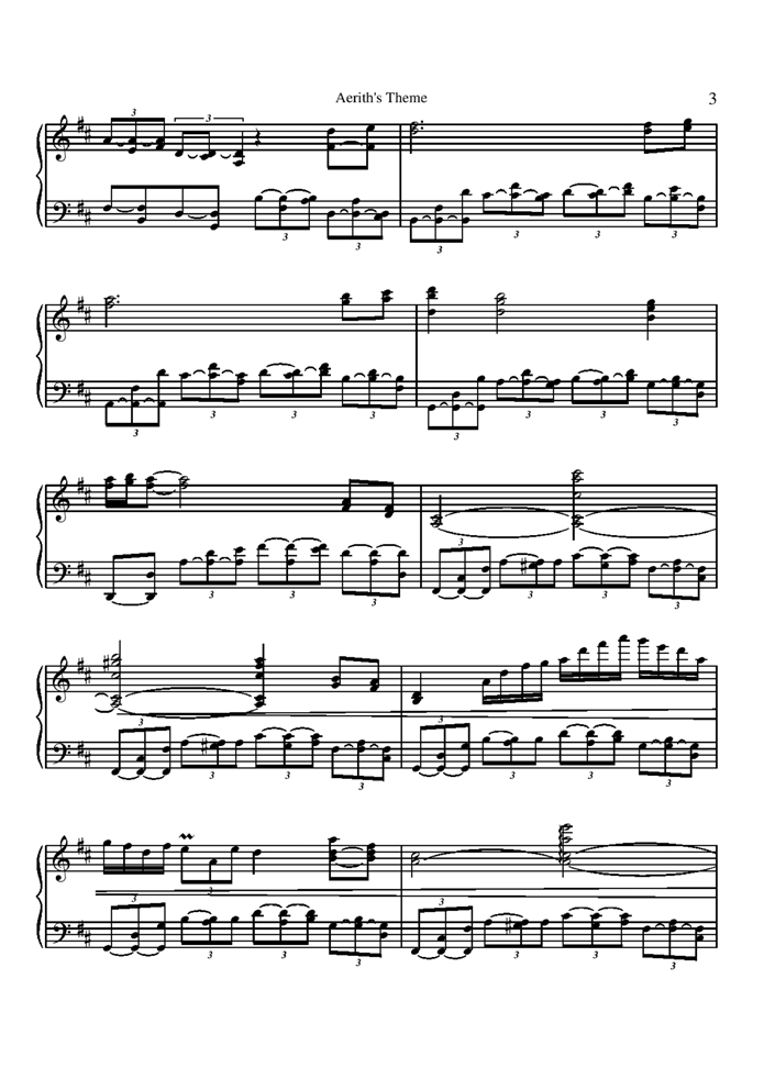 Aerith is Theme Piano Version钢琴曲谱（图3）