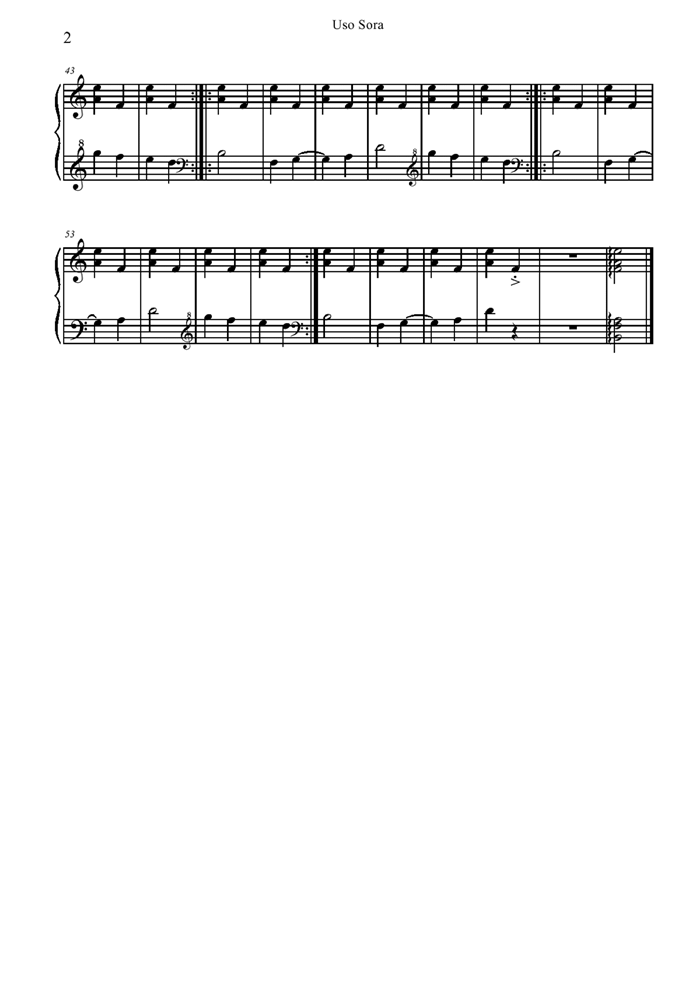 Uso Sora钢琴曲谱（图2）