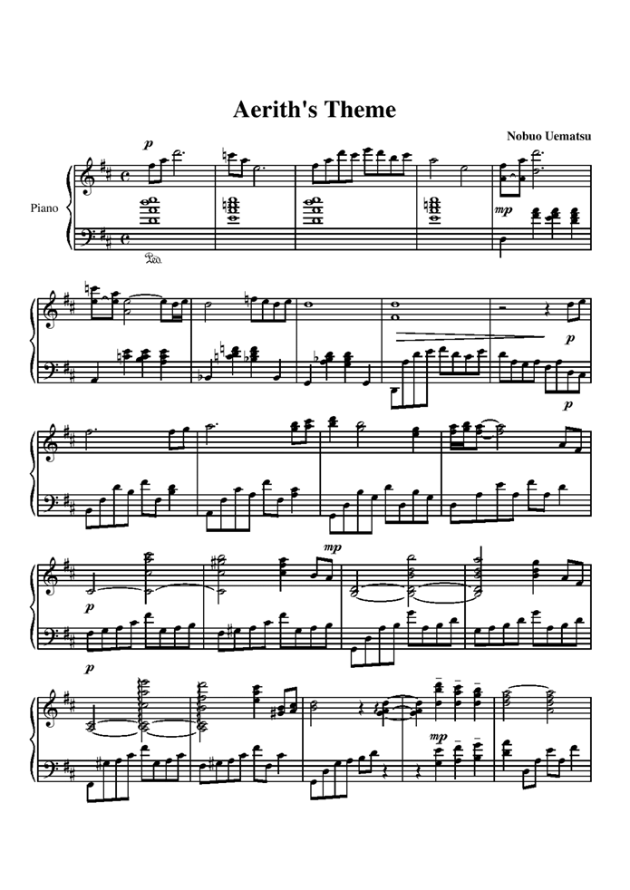 Aerith is Theme Piano Version钢琴曲谱（图1）
