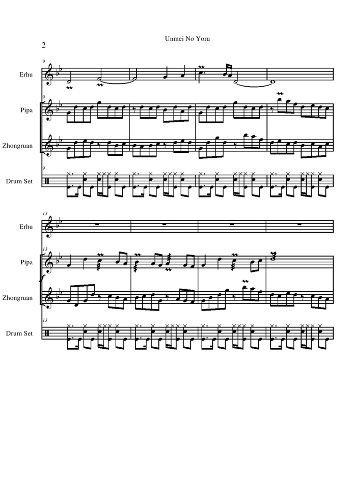 Unmei No Yoru钢琴曲谱（图2）