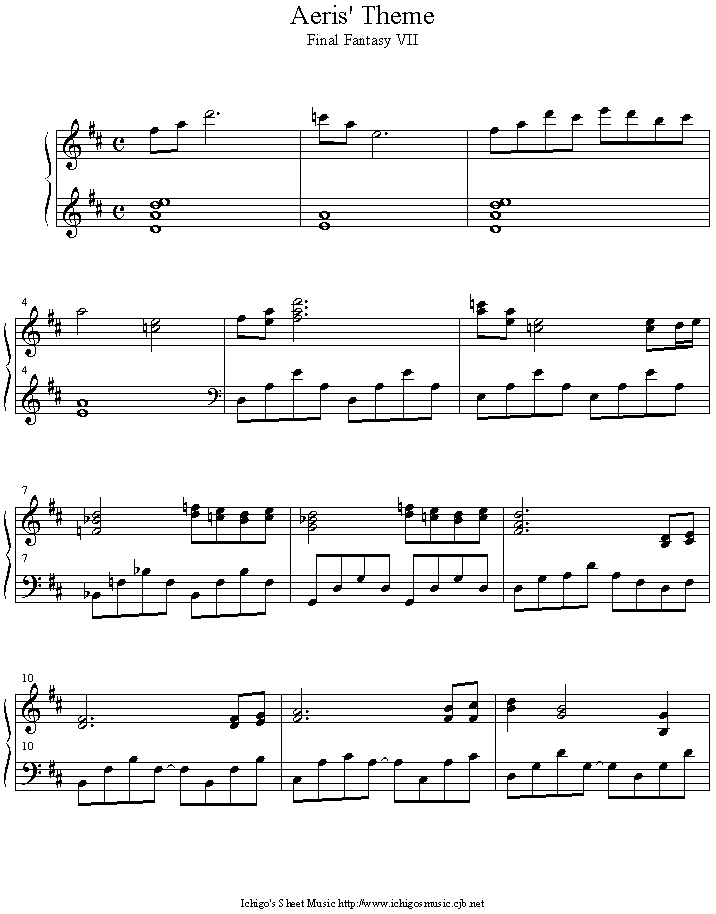 aeris_s_theme钢琴曲谱（图1）