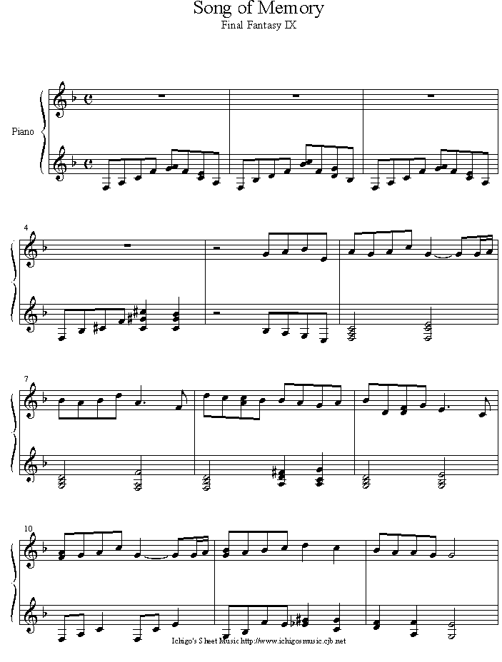 song_of_memory钢琴曲谱（图1）