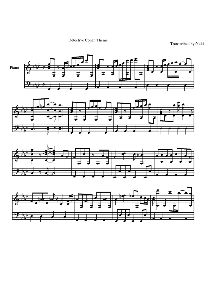 Detective Conan钢琴曲谱（图1）
