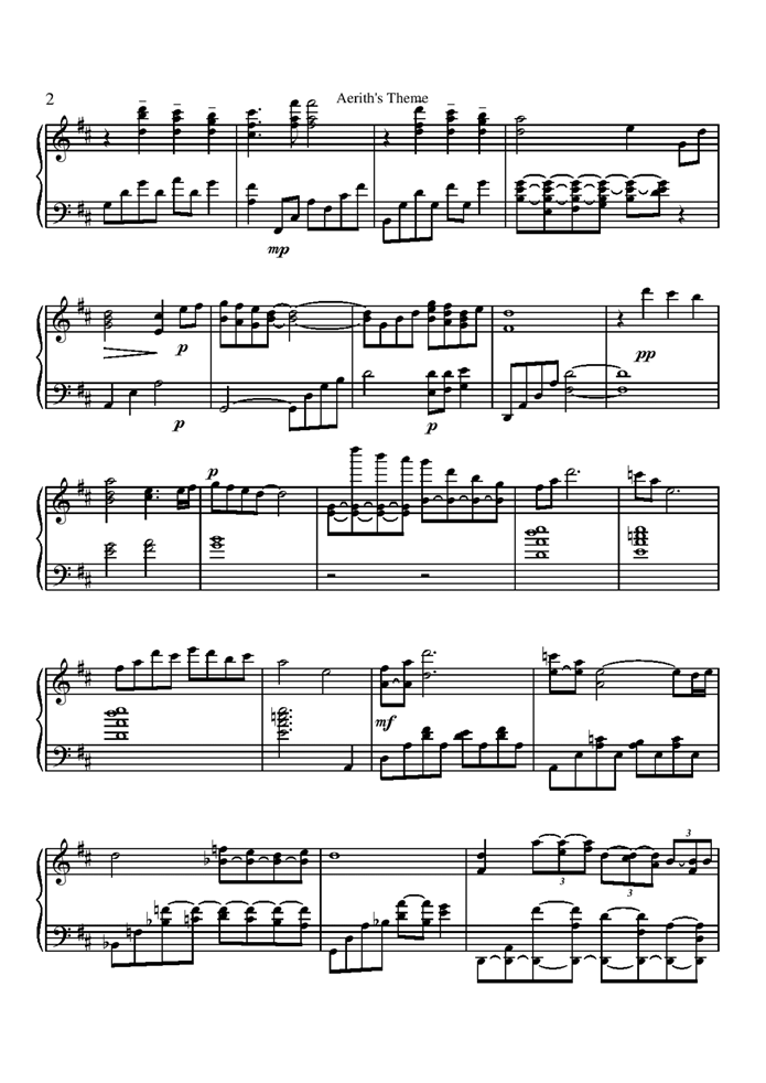 Aerith is Theme Piano Version钢琴曲谱（图2）