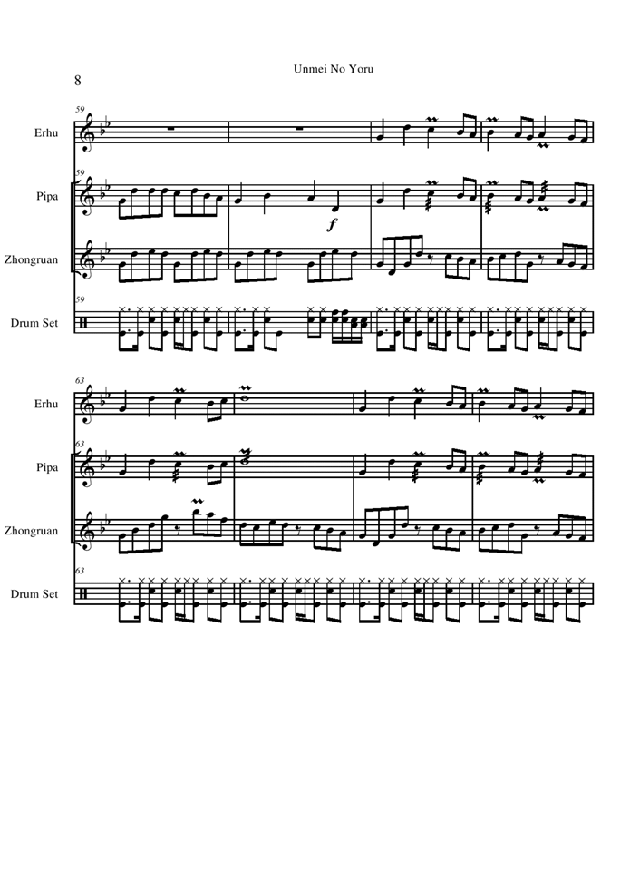 Unmei No Yoru钢琴曲谱（图8）