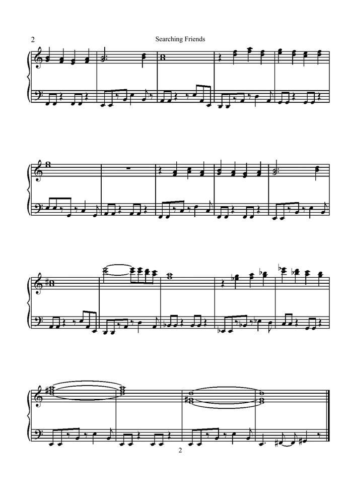 Searching Friends钢琴曲谱（图2）