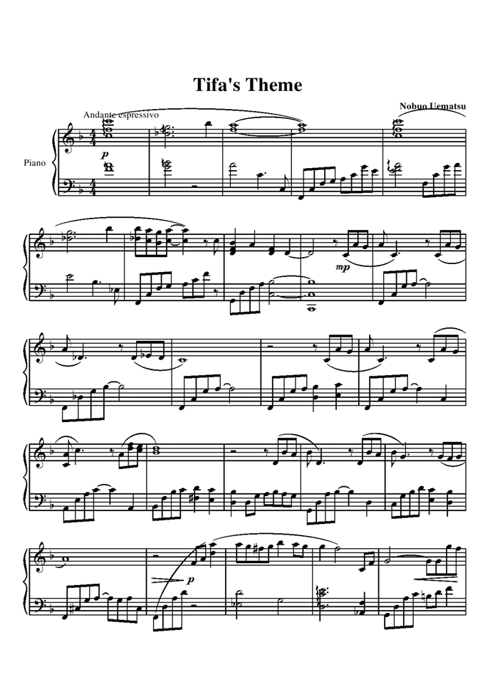 Tifa is Theme Piano Version钢琴曲谱（图1）