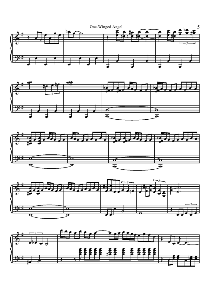 One-Winged Angel钢琴曲谱（图5）