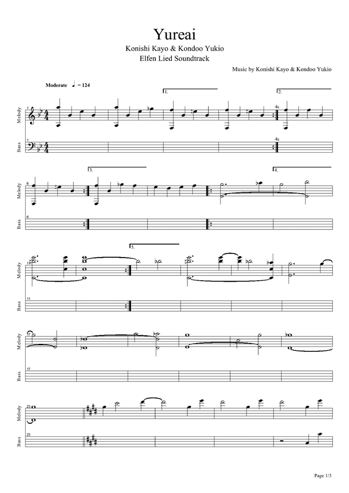 Yureai钢琴曲谱（图1）
