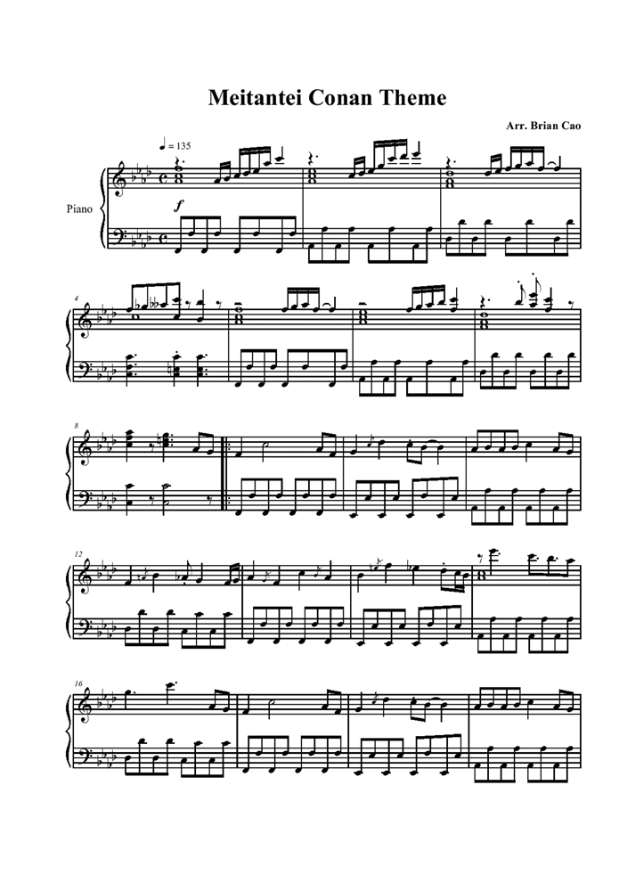 Meitantei Conan Theme钢琴曲谱（图1）