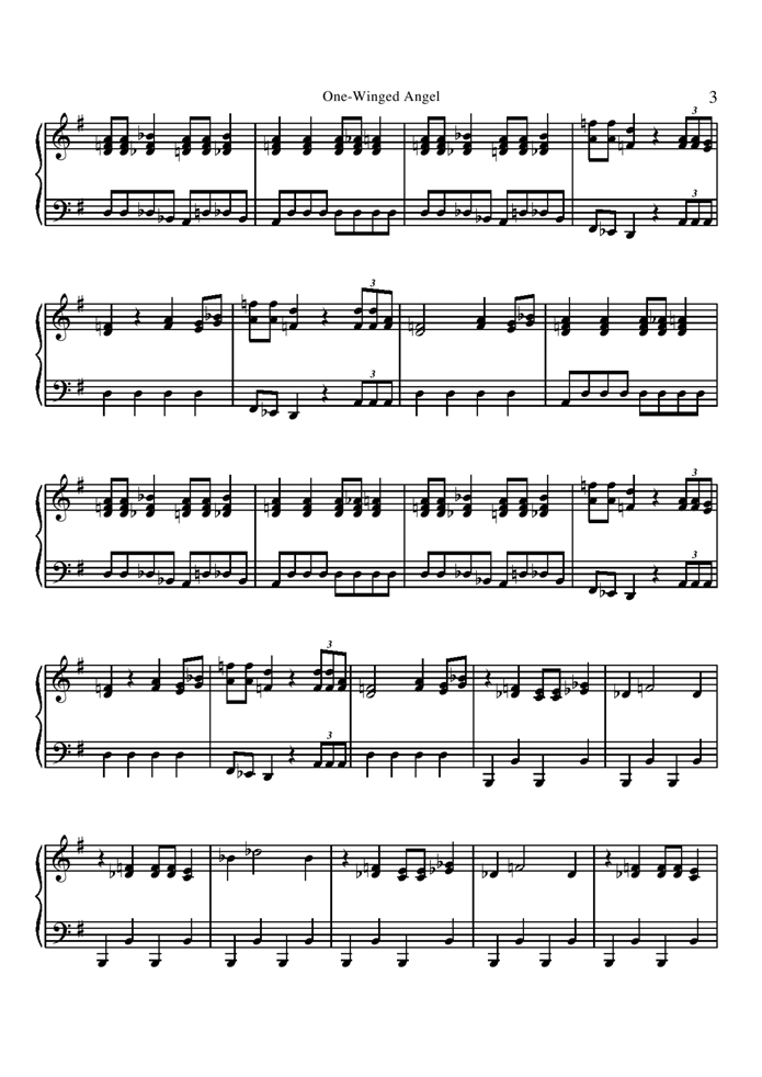 One-Winged Angel钢琴曲谱（图3）