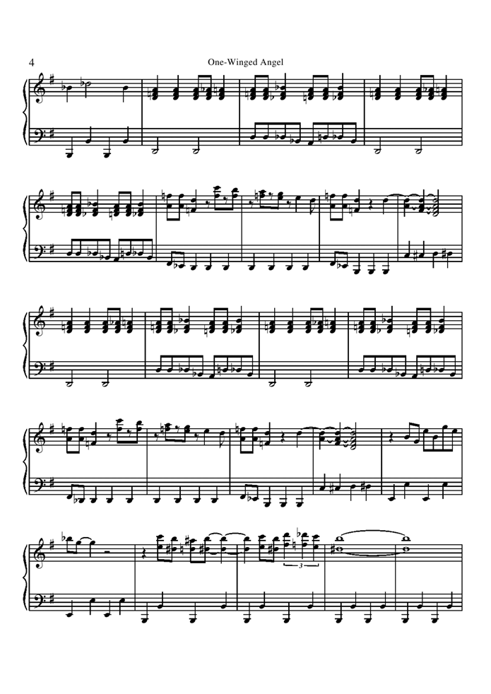 One-Winged Angel钢琴曲谱（图4）