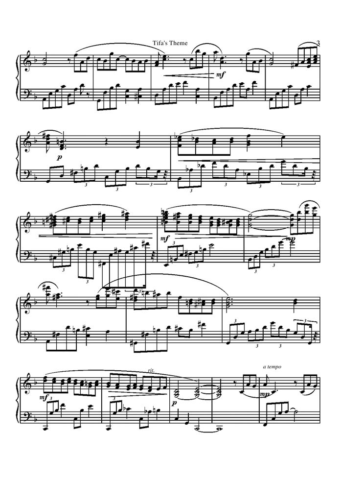 Tifa is Theme Piano Version钢琴曲谱（图3）