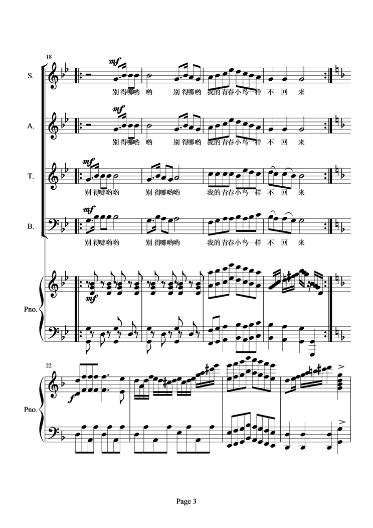青春舞曲(总谱)钢琴曲谱（图3）